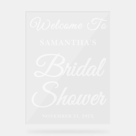 Begrüßung handgeschriebener Skript-Brautpartys Acrylschild (Vorderseite)