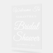 Begrüßung handgeschriebener Skript-Brautpartys Acrylschild (Winkel)