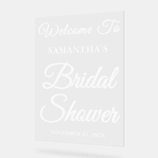 Begrüßung handgeschriebener Skript-Brautpartys Acrylschild (Winkel)