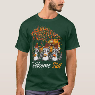 Begrüßung Herbst drei Raccos mit Pumpkins Lover T-Shirt