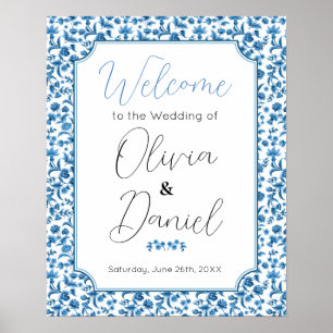 Begrüßung Hochzeit Chintz Blue Floral Ditsy Poster