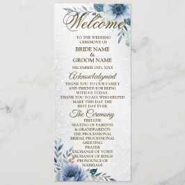 Begrüßung Hochzeit Dusty Blue Watercolor Blume Programm