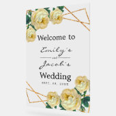 Begrüßung Hochzeit Gold Glitzer Geo Gelbe Blüte Acrylschild (Winkel)