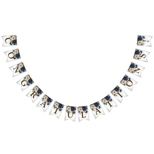 Begrüßung Hochzeit Navy Blauer goldene Blüte Wimpelkette (Alle)