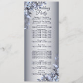 Begrüßung Hochzeit Navy Blütenblume Silber Elegant Programm (Rückseite)