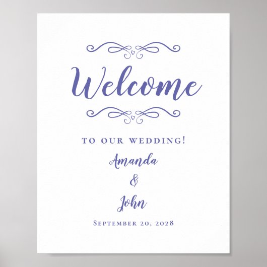 Begrüßung Hochzeiten Elegante Kalligraphie Periwin Poster (Vorne)