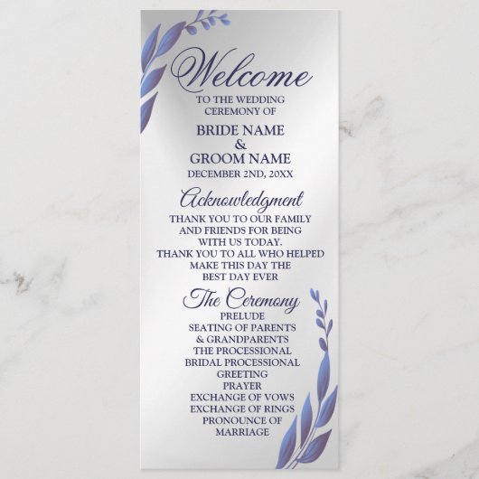 Begrüßung Lila Blauer Blütensilber Moderne Programm (Vorderseite)