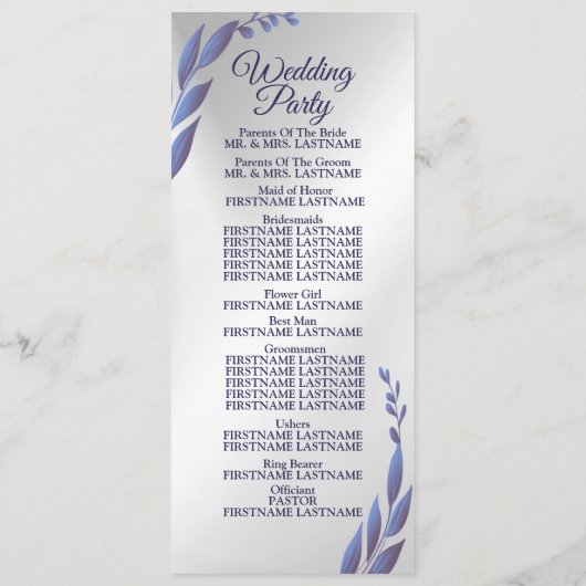 Begrüßung Lila Blauer Blütensilber Moderne Programm (Rückseite)