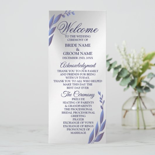 Begrüßung Lila Blauer Blütensilber Moderne Programm (Stehend Vorderseite)