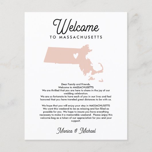 Begrüßung MASSACHUSETTS Brief & Unterkunft JEDE FA (Vorderseite)