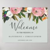 Begrüßung mit bemalten Blumen Poster (Vorne)