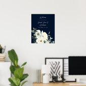 Begrüßung mit blauer und weißer Blüte - Hochzeit d Poster (Heimbüro)