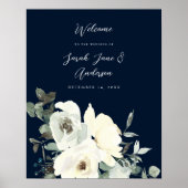Begrüßung mit blauer und weißer Blüte - Hochzeit d Poster (Vorne)