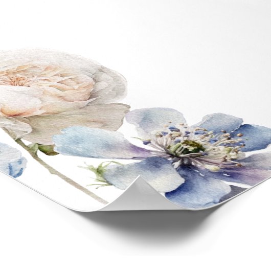 Begrüßung mit Blautönen und Weiß Poster (Ecke)