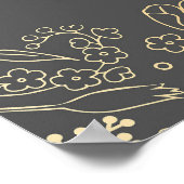 Begrüßung mit Blumengolden und Grauweinen Poster (Ecke)