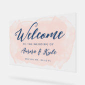 Begrüßung mit einer durchsichtigen Blütenfarbe Acrylschild (Winkel)