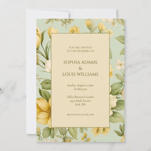 Begrüßung mit floraler Einladung in Weiß und Beige (Vorderseite)