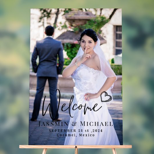 Begrüßung mit Foto Acrylschild (Neutral)