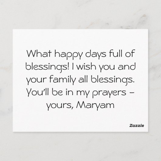 Begrüßung mit Foto - Eid al-Adha oder Fitr Postkarte (Rückseite)