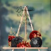 Begrüßung mit gotischem Rot und Schwarzer Flora Acrylschild (Neutral)