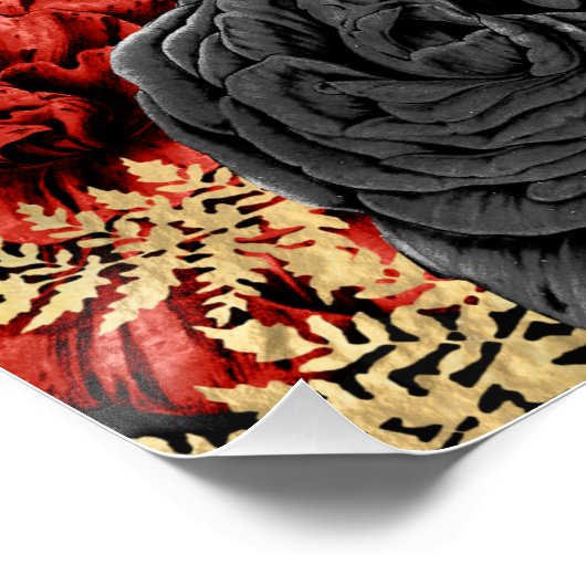 Begrüßung mit gotischem Rot und Schwarzer Flora Poster (Ecke)