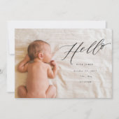 Begrüßung mit Liebe Geburtsankündigung // Schwarz Ankündigung (Vorderseite)