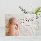 Begrüßung mit Liebe Geburtsankündigung // Schwarz Ankündigung (Stehend Vorderseite)