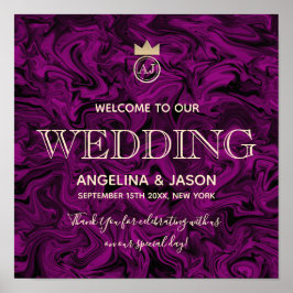 Begrüßung mit lila und goldenen Begrüßungen Poster