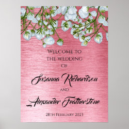 Begrüßung mit Metallic Pink und White Roses Poster