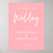 Begrüßung mit Minimalistischem Rosa Poster (Vorne)