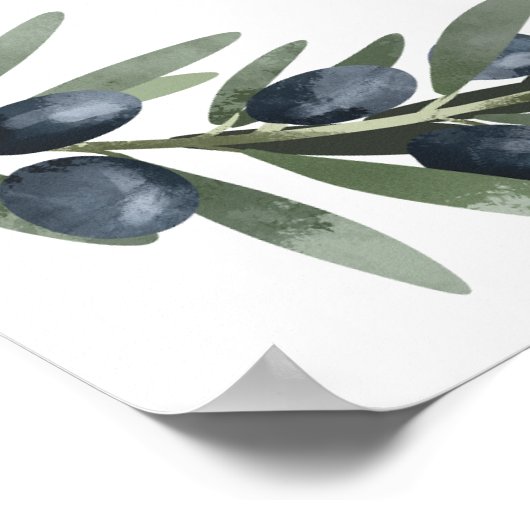 Begrüßung mit Olivenblättern Poster (Ecke)