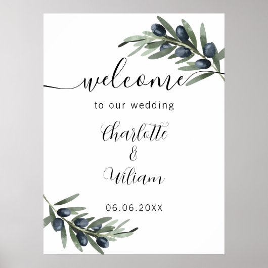 Begrüßung mit Olivenblättern Poster (Vorne)
