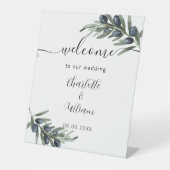 Begrüßung mit Olivenblättern Sockelschild (Vorderseite)