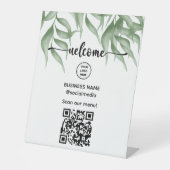 Begrüßung mit QR-Code für Menü-Pedestzeichen Sockelschild (Vorderseite)