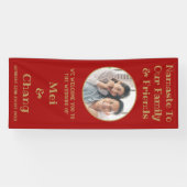 Begrüßung mit Red and Gold Couple Foto Banner (Horizontal)