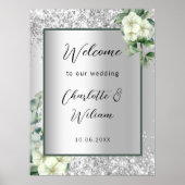 Begrüßung mit silbernen Blumen Poster (Vorne)
