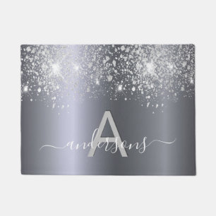 Begrüßung mit Silver Glitzer Fußmatte