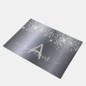 Begrüßung mit Silver Glitzer Fußmatte (Schrägansicht)