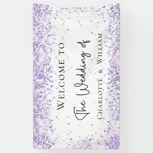 Begrüßung mit weißem Lavendel Banner (Vertikal)