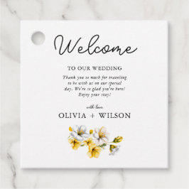 Begrüßung mit weißer und gelber Blüte Geschenkanhänger