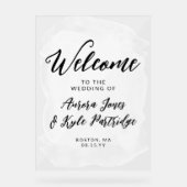 Begrüßung mit weißer Wasserfarbe Acrylschild (Vorderseite)