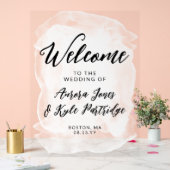 Begrüßung mit weißer Wasserfarbe Acrylschild (Hochzeit)