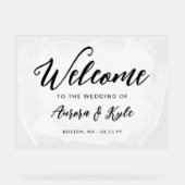 Begrüßung mit weißer Wasserfarbe Acrylschild (Vorderseite)