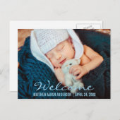 Begrüßung Neuer Baby Foto Ankündigung Blue (Vorne/Hinten)