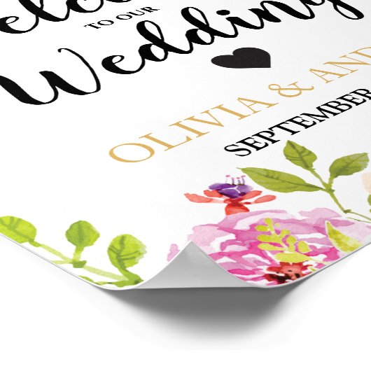 Begrüßung Orangefarbene Wasserfarben | Poster (Ecke)