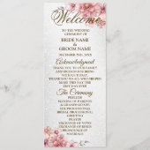 Begrüßung Party Hochzeit Pink Aquarell Blume Shiny Programm (Vorderseite)