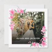 Begrüßung Party Rosa Blütengoldene Rahmen Hochzeit Einladung (Vorderseite)