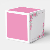 Begrüßung Party Rosa Blütengoldene Rahmen Hochzeit Geschenkschachtel (Rückseite)