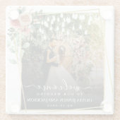 Begrüßung Party Rosa Blütengoldene Rahmen Hochzeit Glasuntersetzer (Rückseite)