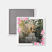 Begrüßung Party Rosa Blütengoldene Rahmen Hochzeit Magnet (Vorderseite/Rückseite)